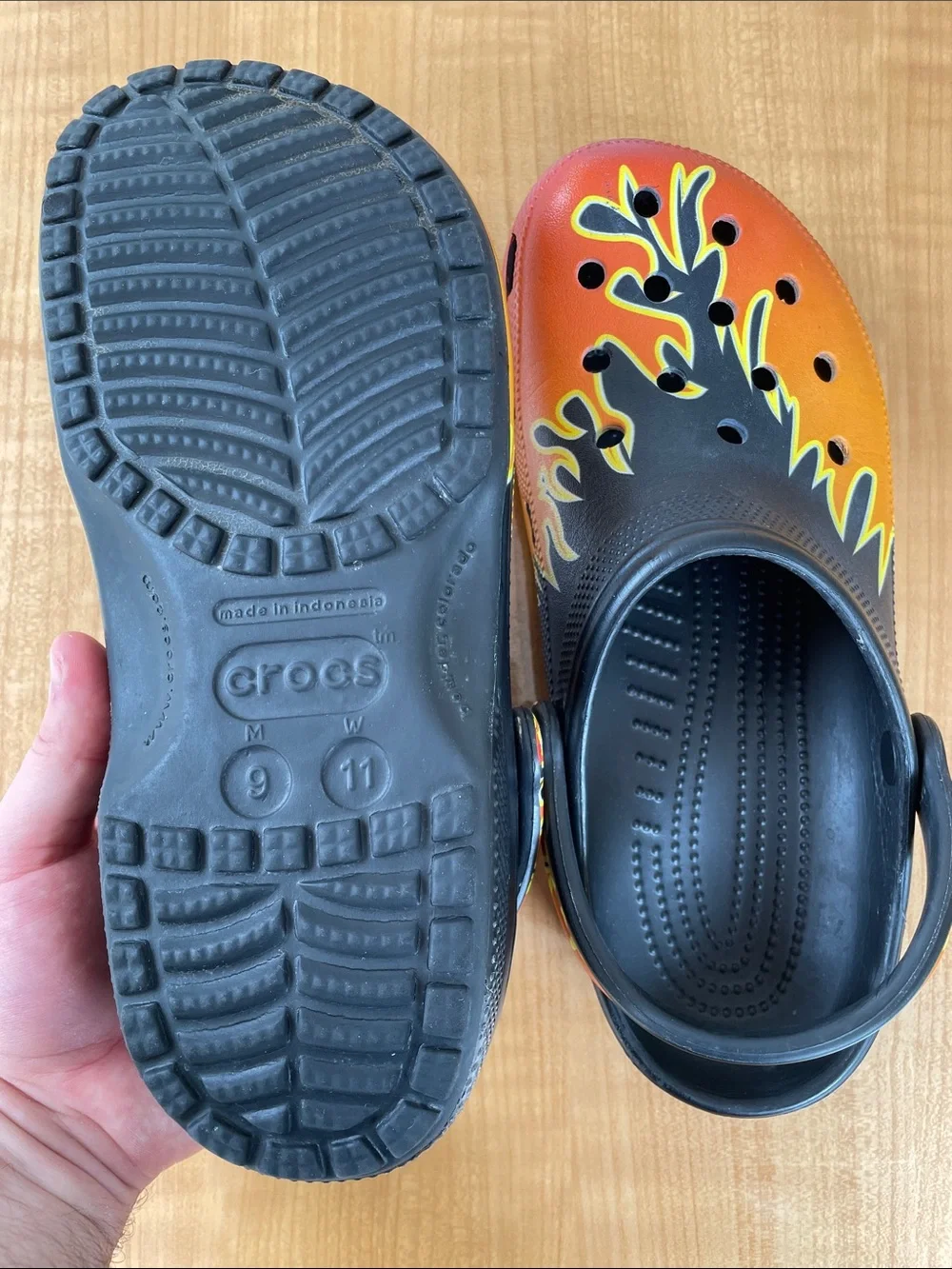 Crocs Classic Flames Clogs Orange Black Size 9 Mens | 11 Women’s